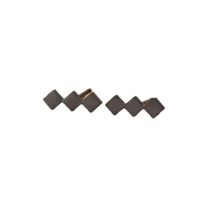 Minimalist punk square black stainless steel stud earrings in geometric zigzag diamond design