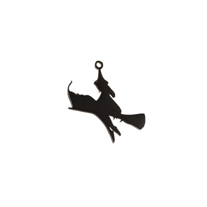 Black stainless steel witch on broomstick charm pendant for DIY jewelry making