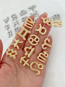 Detailed close-up of gold and silver zodiac sign pendants for DIY jewelry making