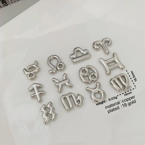 Polished silver zodiac pendants in 18K gold plated copper for DIY jewelry making
