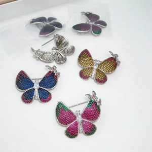 Elegant Butterfly Brooch For Women Copper 18K Gold Plated Micro Pave Cubic Zirconia Colorful Insect Pin Jewelry Gift