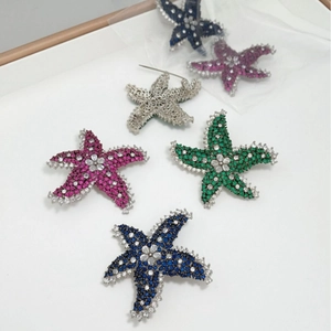 Broche Étoile de Mer en Cuivre Plaqué Or de Luxe Avec Zircon Strass Animal Marin Broche pour Femme Bijoux de Costume