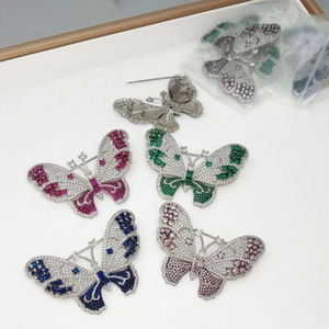 Elegant Butterfly Brooch For Women Copper Gold Silver Plated Inlaid Zirconia Animal Shape Hollow Jewelry Accessory For Suit Sweater