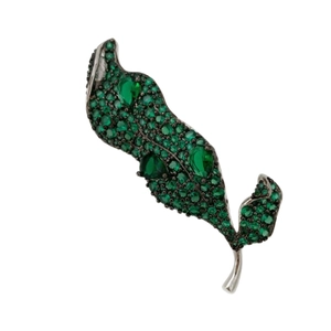 Élégante broche feuille avec zircon vert pour accessoires de costume vintage