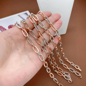Rectangle paperclip link chains in rose gold and silver finishes for DIY jewelry making