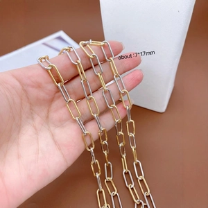 Two-Tone Gold Silver Plated Metal Paperclip Chain Necklace For Women Fashion Heart Star Pendant Layering Chain Jewelry Accessories