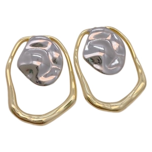 Pendientes geométricos irregulares minimalistas con chapado en oro de 18k en dos tonos