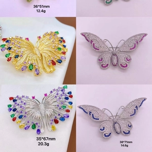 Micro-pave butterfly brooches with colorful zircon stones in various sizes and weights