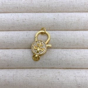 Cierre de langosta de cobre chapado en oro de 18k con flor de circonita para joyería artesanal