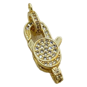 Gold-plated lobster clasp with micro-paved cubic zirconia for jewelry making