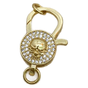 Cierre de langosta en oro de 18k con diseño de calavera y circonitas para joyas DIY