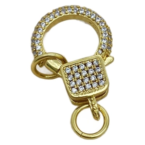 Fermoir mousqueton doré avec micro-pavage en zircone pour la création de bijoux
