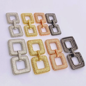 Copper Micro Pave Zirconia Square Interlocking Jewelry Connector Necklace Clasp For DIY Jewelry Making Accessories Gold Silver Black Rose Gold Pendant