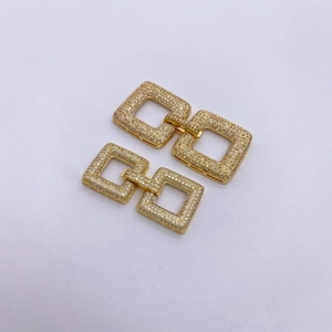 Square micro-pave cubic zirconia clasp connector in 18K gold finish for DIY jewelry