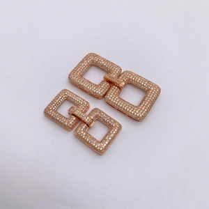 Rose gold micro-pave crystal rectangular necklace clasps for DIY jewelry making