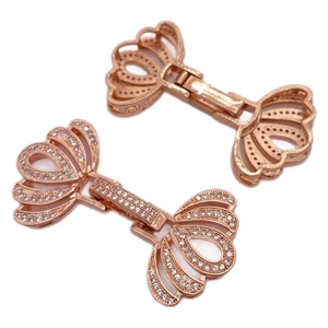 Chiusure per perle a fiocco in oro rosa 18K con zirconi per gioielli fai da te
