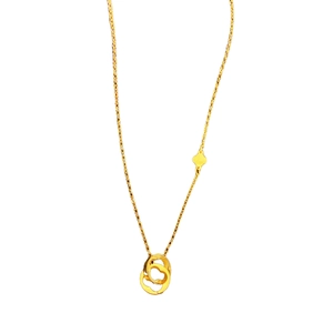 Collar de trébol con doble anillo de titanio dorado para mujer, gargantilla de lujo