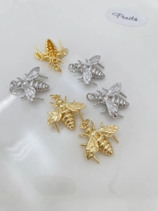 Pendentifs abeilles réalistes en métal doré et argenté pour la création de bijoux DIY