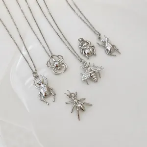Pendentif Insecte Réaliste Pour Création De Bijoux DIY Cuivre Métal Abeille Araignée Scarabée Forme Plaqué Or Argent Sans Chaîne
