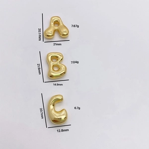 Colgantes de letras doradas pulidas A B C con diseño de burbujas 3D para collares