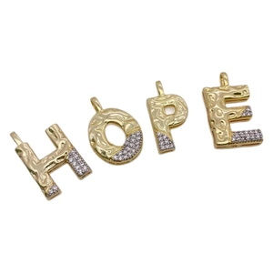 18k gold plated alphabet pendant set with HOPE letters and sparkling zircon stones