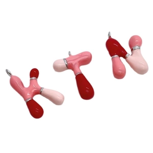 Colorful balloon bubble letter pendants in red and pink enamel for women's necklace