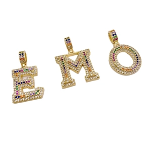 Hip hop colorful zircon pave letter pendants EMO in gold plating for men and women