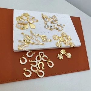 18K Verguld Koper Natuurlijk Kunstparelmoer Dolfijn Klaver Hamsa Hoefijzer Wensbot Hanger Ketting DIY Sieraden Bedeltjes Voor Vrouwen