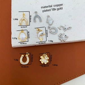 18K vergulde koperen bedels met natuurlijk parelmoer voor DIY sieraden maken en kettingen