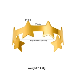 Mode 18K Verguld Roestvrij Staal Ster Armring Voor Vrouwen Minimalistisch Hol Pentagram Open C-Vormige Armband Sieraden