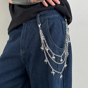Silver Alloy Star Multi-layer Pants Chain Triple Layer Waist Chain Punk Hip Hop Jeans Chain For Women Men Fashion Jewelry