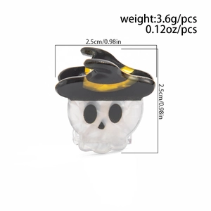 Détail de la pince à cheveux crâne avec chapeau et dimensions de 2,5cm et 3,6g