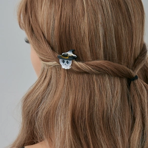 Pince à cheveux fantôme avec chapeau de sorcier sur cheveux pour look d'Halloween