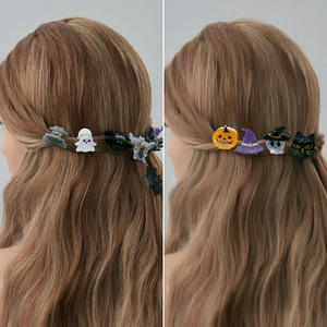 Set de mini-pinces à cheveux Halloween avec citrouille, fantôme et chauve-souris