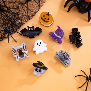 Lot de 8 pinces à cheveux Halloween avec citrouille, fantôme, chauve-souris et araignée