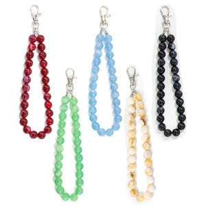 Five-piece handmade marbled acrylic bead charms with silver metal lobster clasps