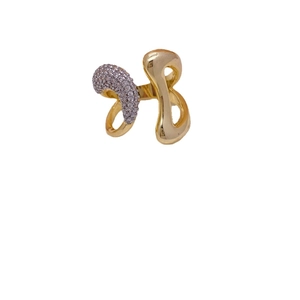 Irregular 18K gold plated ring featuring a unique streamline design with sparkling zircon stones