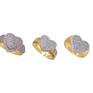 Lussuosi anelli a cuore placcati in oro 18k con zirconi cubici per donna in oro