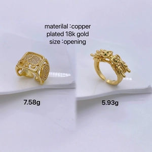 Anillos con motivo de elefante y doble cabeza de dragón en acabado chapado en oro 18k