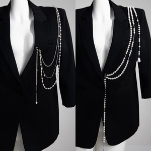 Chaîne de Broche à Gland en Künstliche Perles d'Imitation à Plusieurs Rangs Avec Pendentif Étoile Épingle à Vêtement pour Femmes Mariage Banquet Bijoux