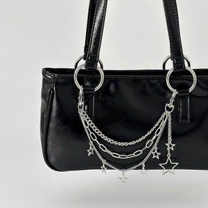 Punk Multi Layer Metal Chain Keychain Star Cross Heart Bow Ribbon Faux Artificial Pearl Bag Pendant Gothic Y2K Hip Hop Pants Chain Accessories