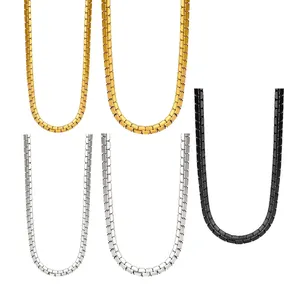 Minimalist Stainless Steel Box Chain Necklace For Men Women Unisex Gold Silver Black Plated Basic Fashion Jewelry Gift