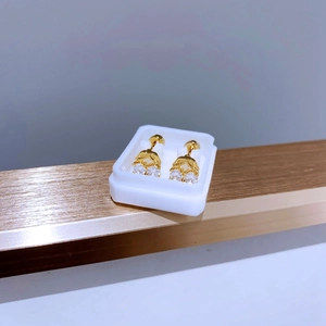 Details von Titanstahl-Zirkonia-Ohrstecker mit Schraubverschluss und Herz-Design