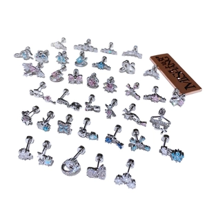 316L Edelstahl Ohrstecker Set mit bunten Zirkoniasteinen und Schraubverschluss für Damen