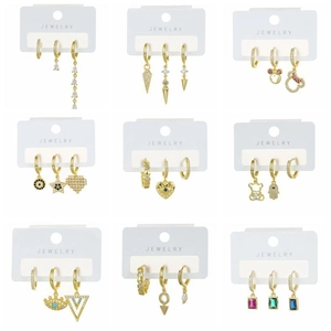 Kupfer 18K Vergoldete Zirkonia Ohrringe Für Damen Mode Herz Böser Blick Bär Hamsa Hand Stern Mond Geometrischer Schmuck