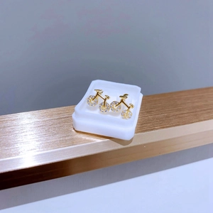 Boucles d'oreilles vélo étincelantes en acier inoxydable doré avec zircons cubiques