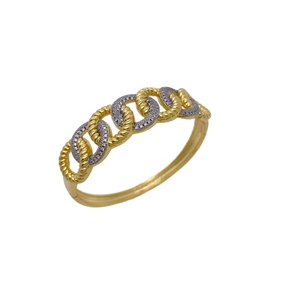 Bracciale a catena cubana bicolore placcato oro con dettagli in cristalli lucidi
