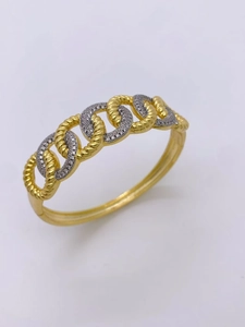 Bracciale cubano bicolore oro e argento con pavé di zirconi cubici scintillanti