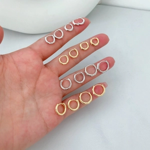 Minimalist Kupfer 18K Vergoldet Geometrische Huggie Reifen Ohrringe Für Herren Damen Mode Hip Hop Rund Sechseck Kleine Große Ohr Schnalle Schmuck