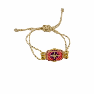 Bracelet de tarot bohème avec pendentif étoile à huit branches sur corde tissée